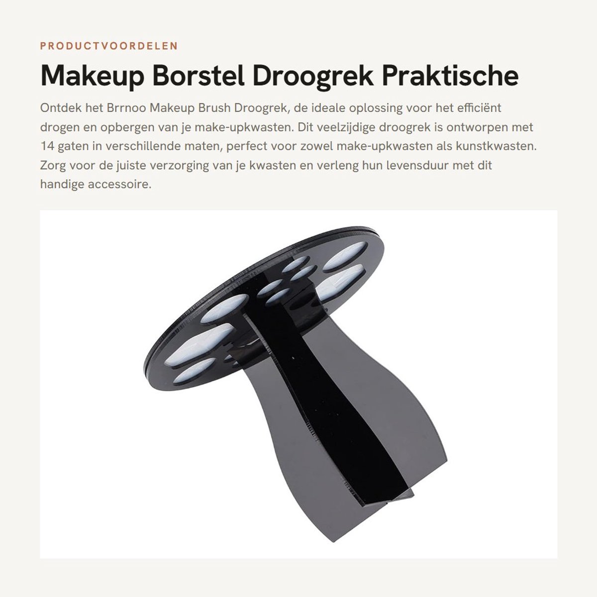 Dailygoods- Makeup Borstelhouder 14 Gaten - Praktische Borstelhouder - Efficiënt Drogen - Lichtgewicht - Opvouwbaar - Voor Make-up en Kunstborstels - Borstelstandaard