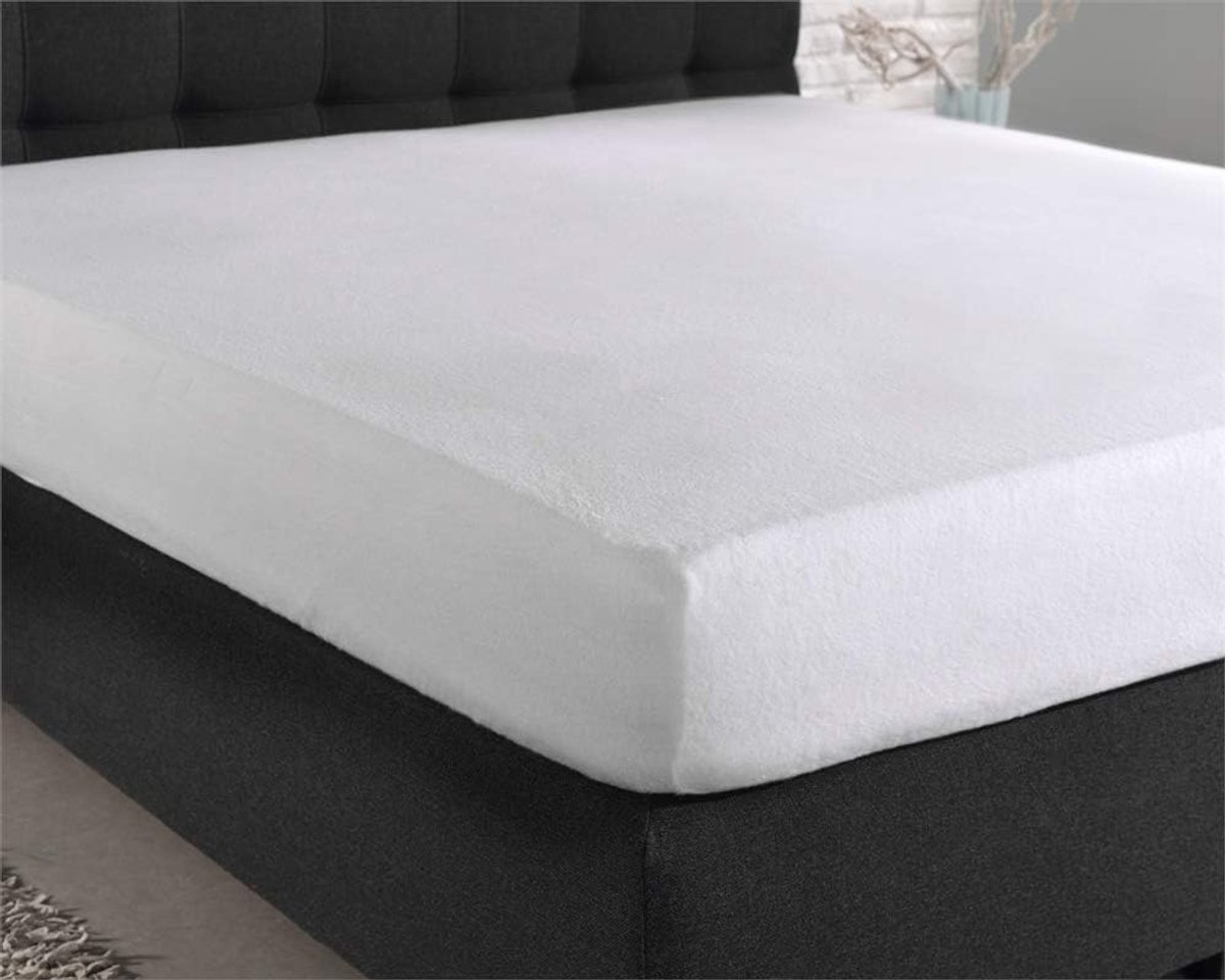 SnelShoppen - Molton Hoeslaken, Matrasbeschermer voor Boxspring en Waterbed, Anti-Allergisch, 90 x 220 cm, Waterproof, Zacht Katoen
