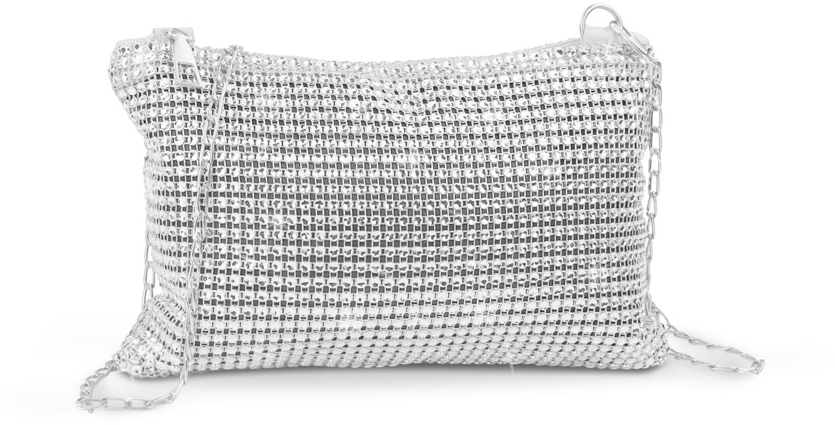 Dailygoods - Kleine schoudertas voor dames, pailletten, kleine schoudertas voor vrouwen met verstelbare ketting, schouderriem en ritssluiting, trendy handtas, klein voor bruiloft, feest, gala