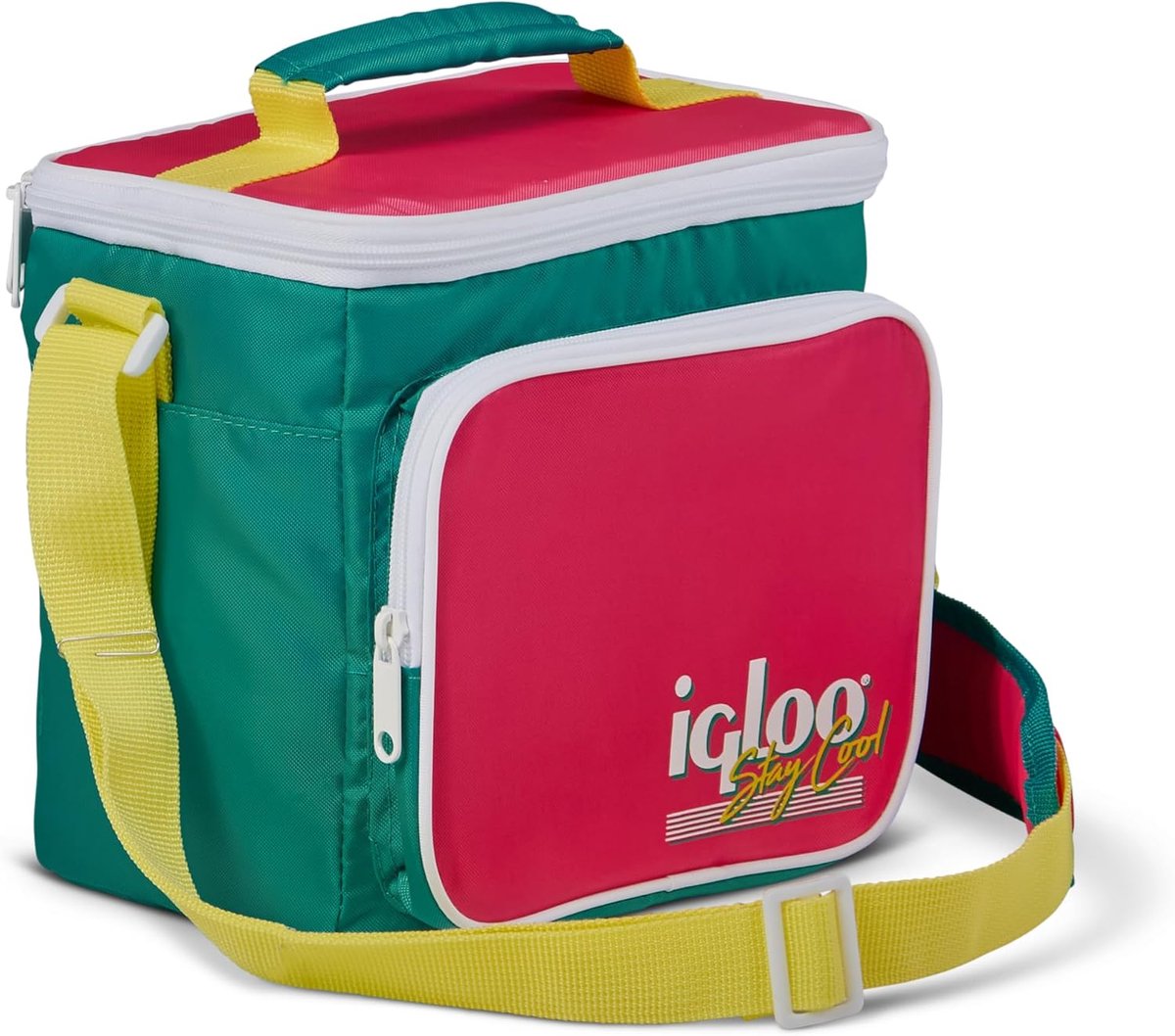 SnelShoppen - Retro vierkante lunchtas 6,6L - Geïsoleerde koeltas met schouderband - Compact voor school, werk, picknick, kamperen - Sterke koelpresta