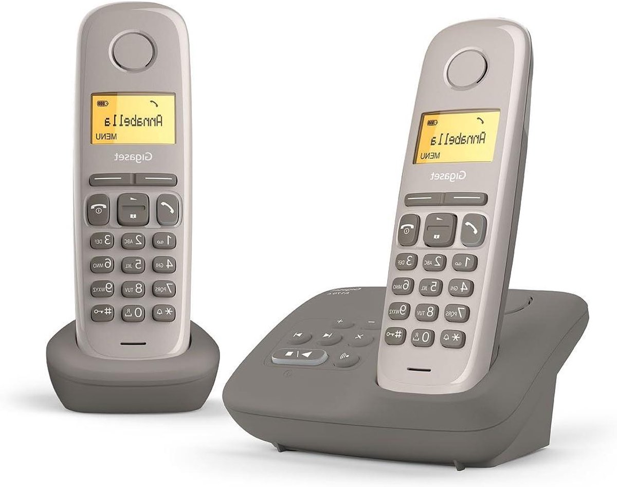Draadloze Telefoon - Huistelefoon Duo - Thuis Bellen - Geïntegreerd Antwoordapparaat - 2 handsets - Taupe