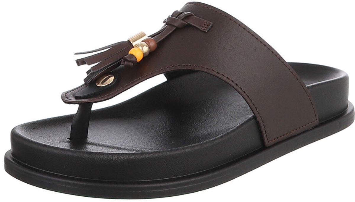 Dames Teenslippers met Kraaltjes en Kwastje Mt:40