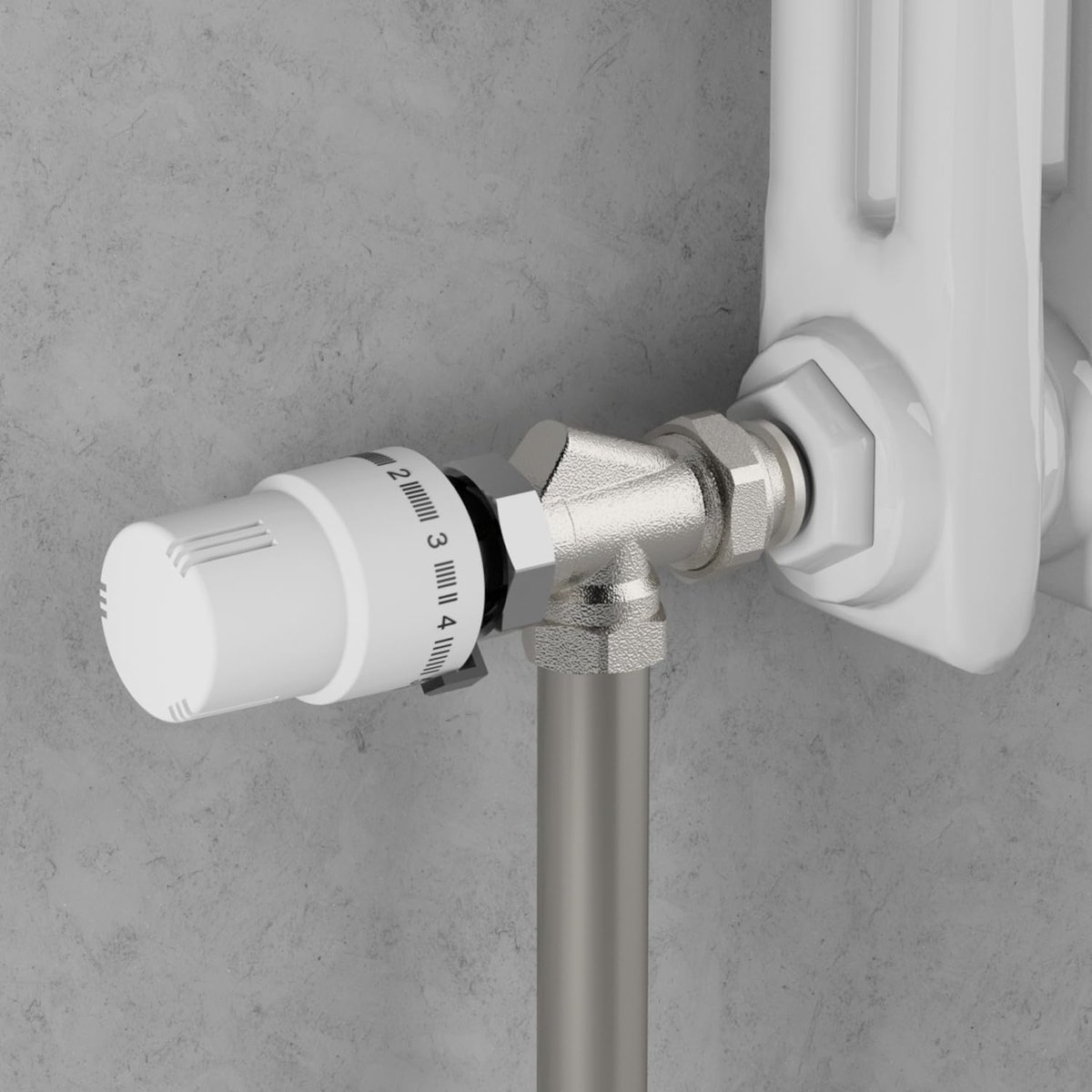 Thermostaatkop Set - Radiatorventiel Hoek - Verwarming Regelen - Hoekvorm Ontwerp - 106 x 54 cm - Wit