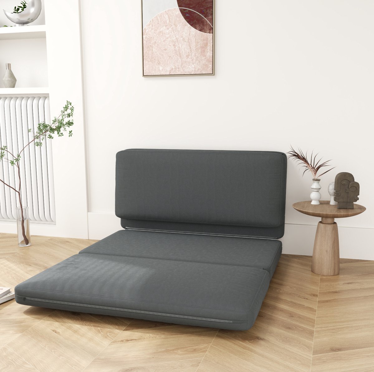 STILVORA Slaapbank 138 Cm - 3-In-1 Opvouwbaar Met Slaapfunctie - Voor Woonkamer En Slaapkamer - Polyester - Donkergrijs