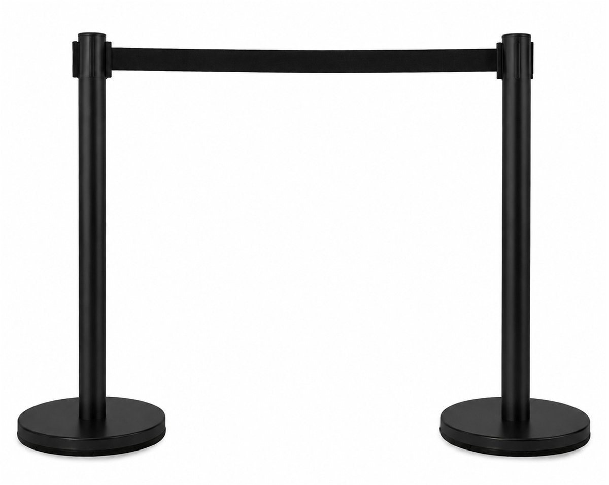 Mexxo Afzetpalen met trekband - Set van 2 - Zwart - Uittrekbaar afzetlint - 2 meter per paal
