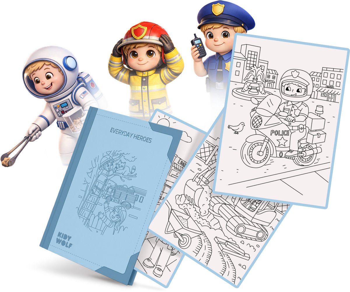 KIDYWOLF KIDYDRAW-PAD Refill – Everday Heroes – 30 Illustraties - 6+