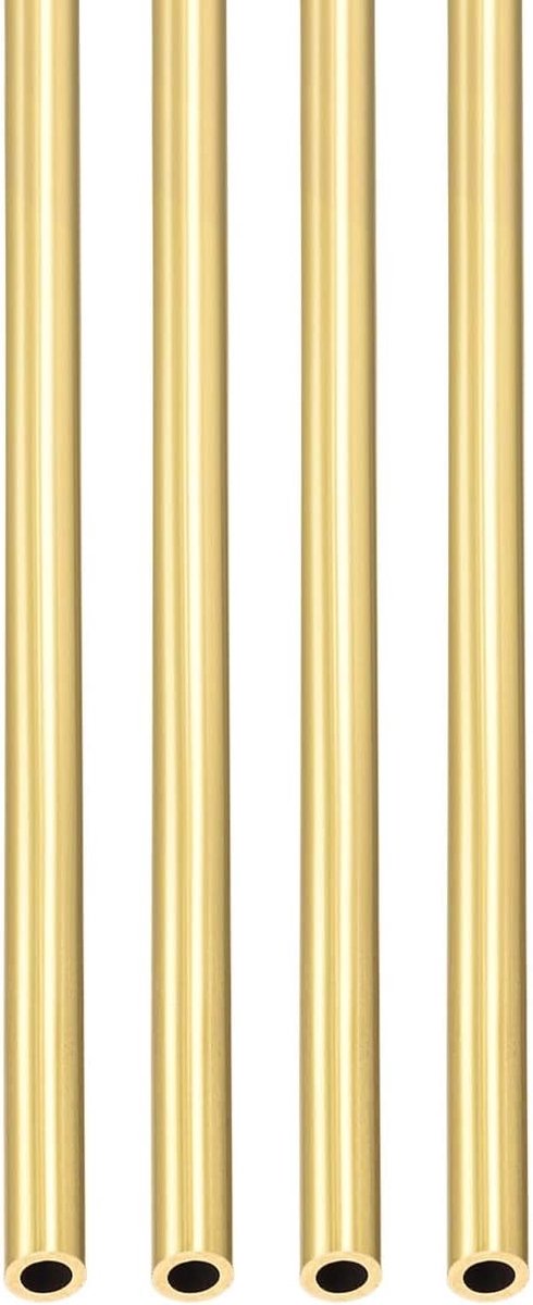 3mm x 0.5mm x 300mm Messing Buizen - 4 Stuks - Geschikt voor Machine Apparatuur en DIY Decoratieve Projecten - Ronde Metalen Hoses