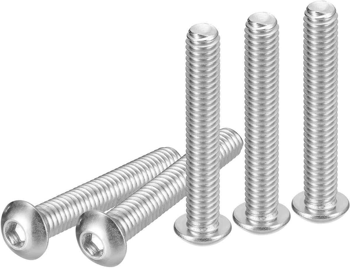 5/16-18x2" Hex Socket Schroeven met Knop - Verpakking van 10 - Geschikt voor Machines - 304 RVS - Volledige Draad - Duurzame Bevestigingsmaterialen voor Diverse Toepassingen