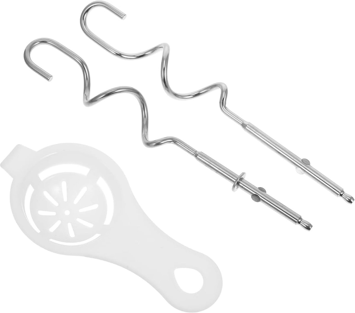 SnelShoppen - Mixer Accessoires Set - Deeg Kneedhaken, Hand Mixer Onderdelen, Vervangingen, RVS, Ergonomisch, Compleet met Eidooierscheider voor Keuke