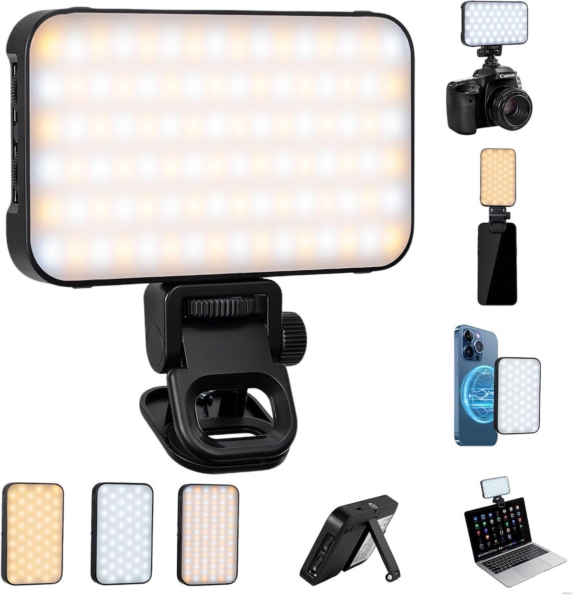 SnelShoppen - Lumiere Selfie Telefoon met Soft Diffuser, 96 LEDs, 2000 mAh Accu, Verstelbare Helderheid & Temperatuurwiel voor Perfecte Selfies, Video