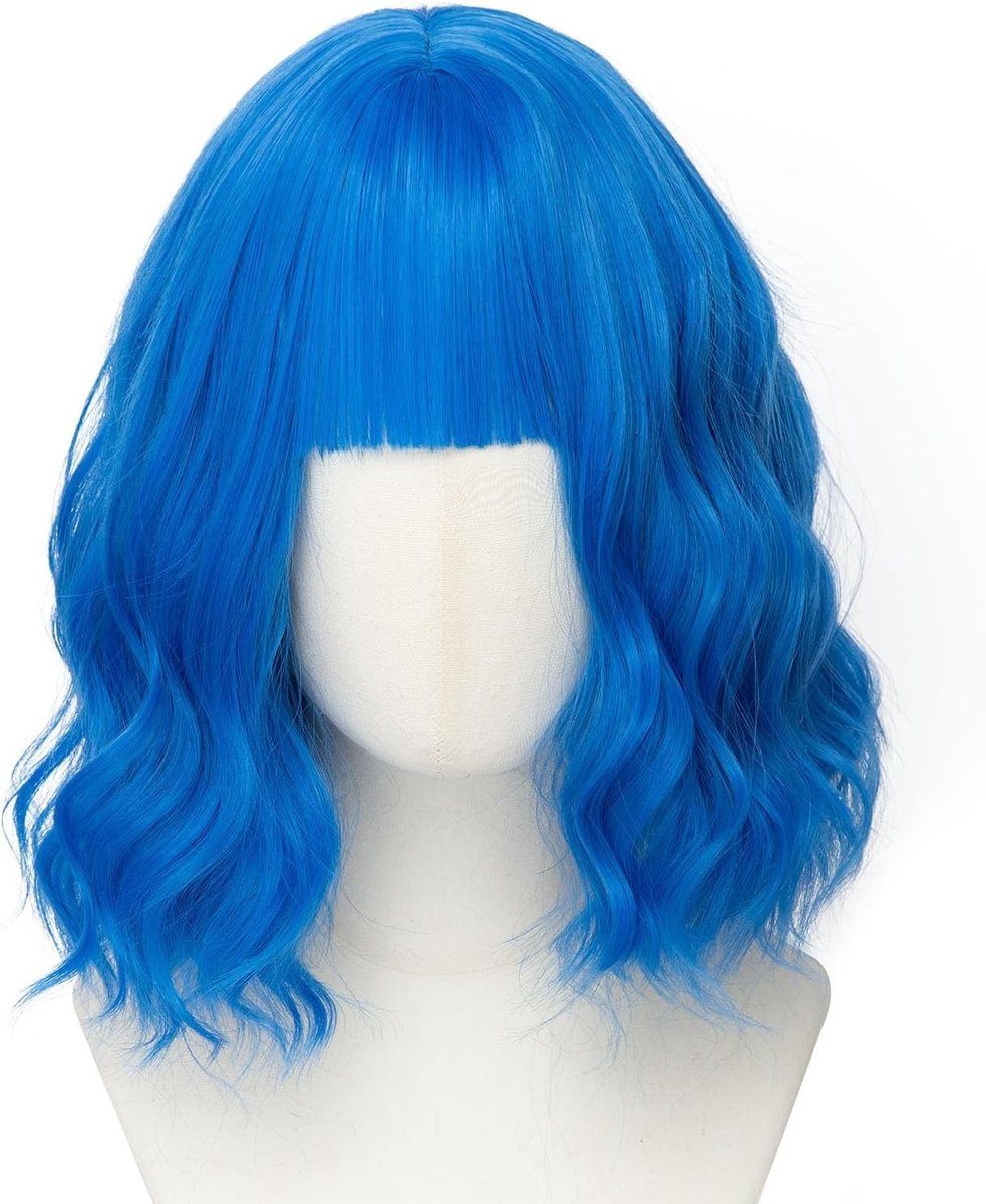 30 cm Korte Schouderlange Krullende Bob Peruk met Pony - Synthetische Cosplay Peruk voor Vrouwen en Carnaval