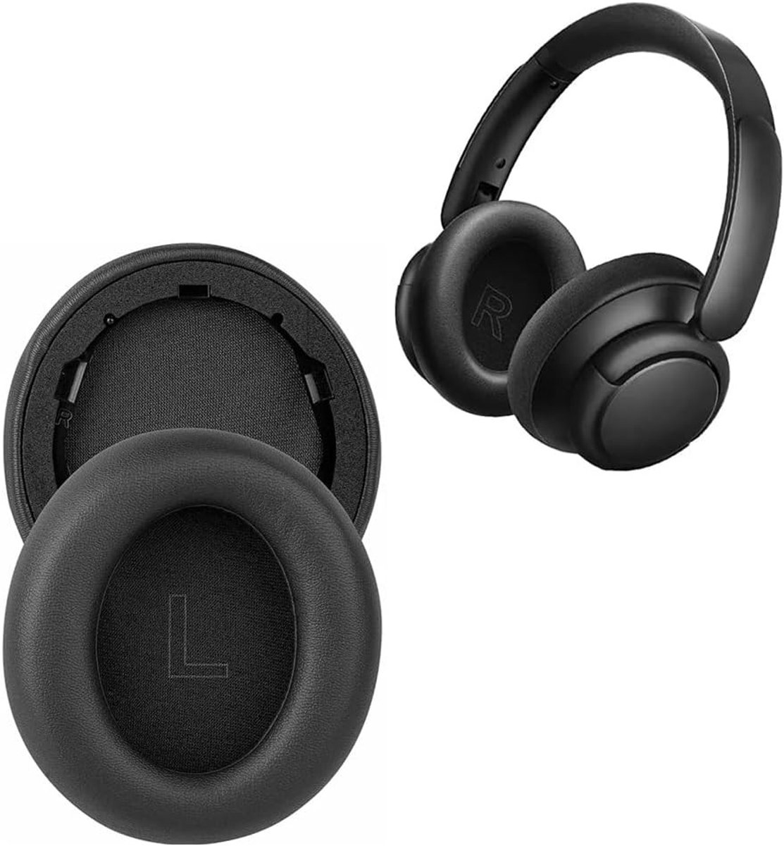 Vervangende Oorkussens voor Soundcore Q30/Q35 Hoofdtelefoon - Zwart Leren Earmuffs, Comfortabel en Duurzaam