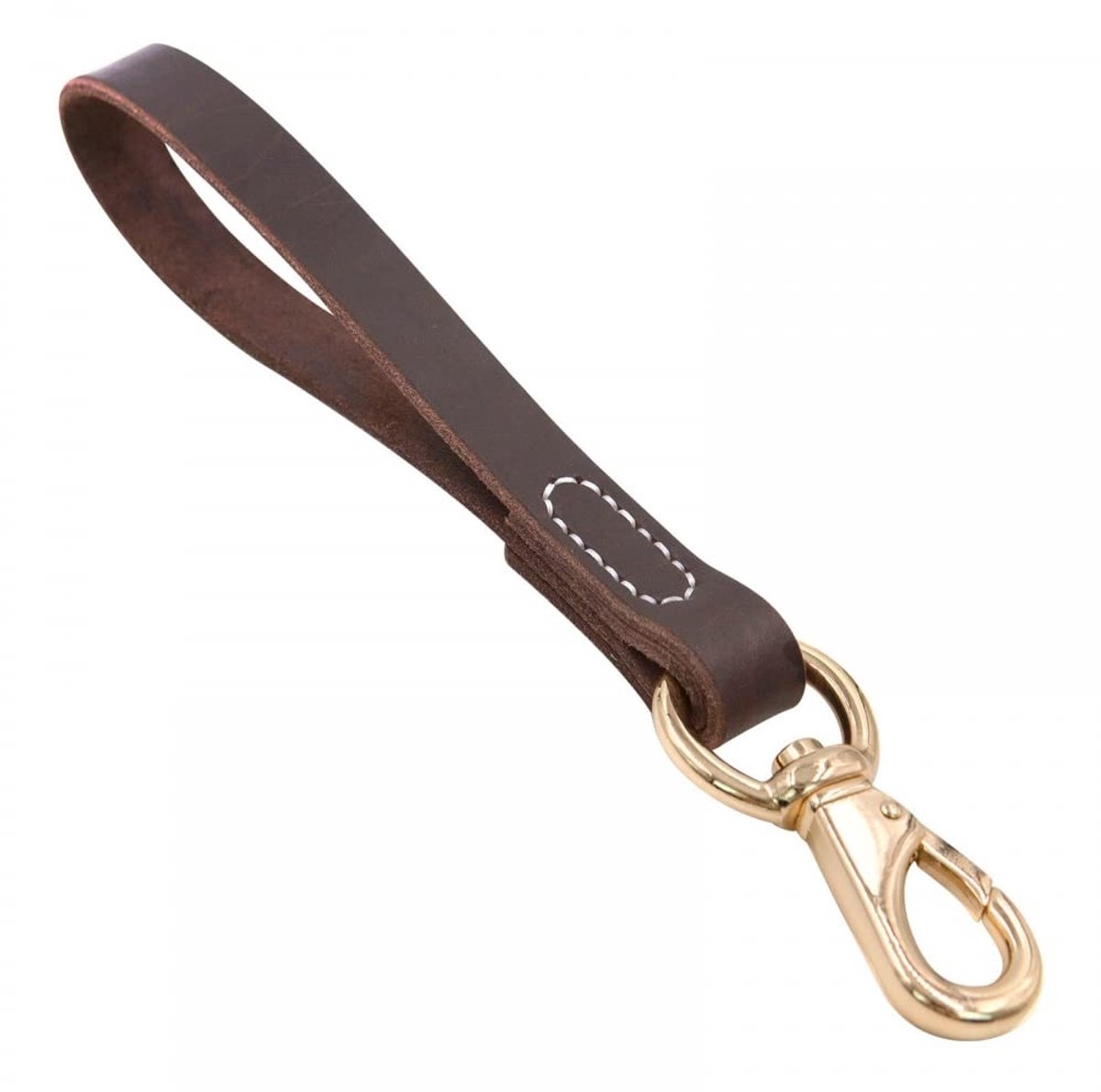 SnelShoppen - 11,8 inch korte hondenriem van leer, gewatteerd handvat, 360° draaibare haak, ideale hondenriem voor middelgrote en grote honden, perfec