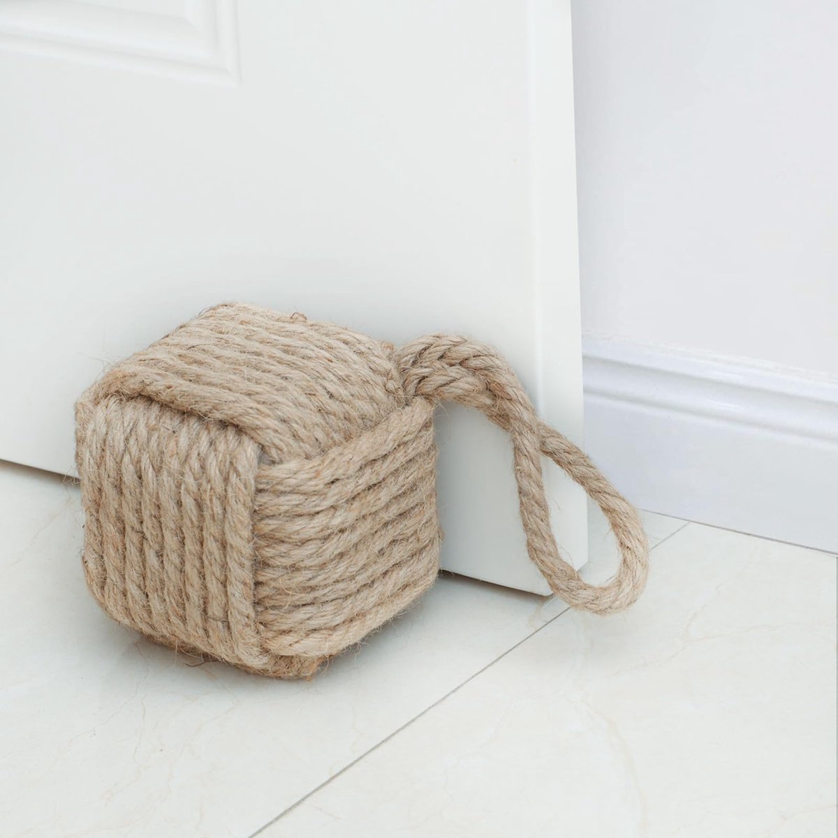 SnelShoppen - Jute Touwknoop Deurstoppers Handgemaakt - Decoratieve Nautische Deurstopper met Handvat - Verzwaarde Interieur Deurstopper Zeeman Knoop