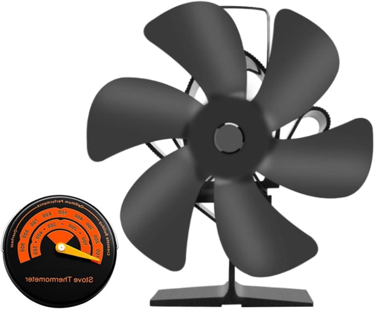Warmte Aangedreven Ventilator - Eco-Fan Haard - Warmte Verdeling - 6 Bladen - 1500 Gram - Zwart