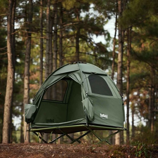 CORE 3-in-1 Kampeertent voor 1 Persoon - Maximaal draagvermogen 114kg - Enkele Tent - Lichtgewicht en Praktische Trekkerstent - Met Lamphaak en Schoenenopbergvakken - Snel Op te Zetten - Waterafstotende Tent - 193x86x160cm - Groen van core — afbeelding 5