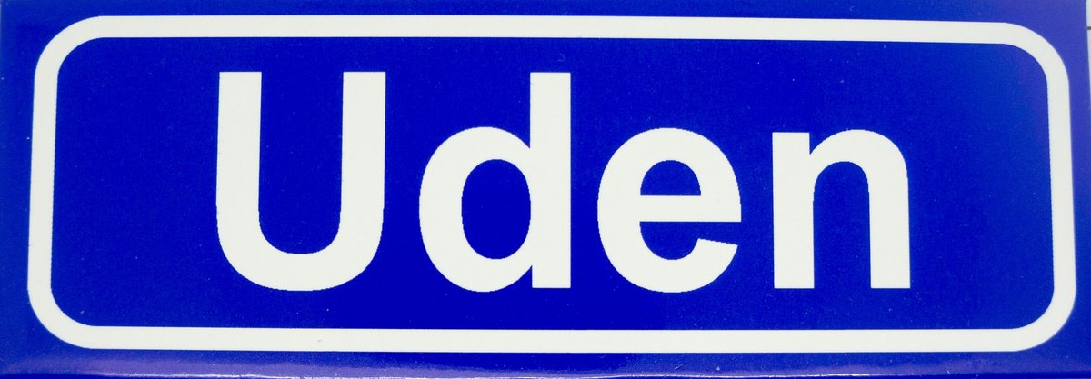 Souv© - koelkast magneet - plaatsnaam bord - kombord - souvenir - koelkastmagneetje - relatiegeschenk Uden