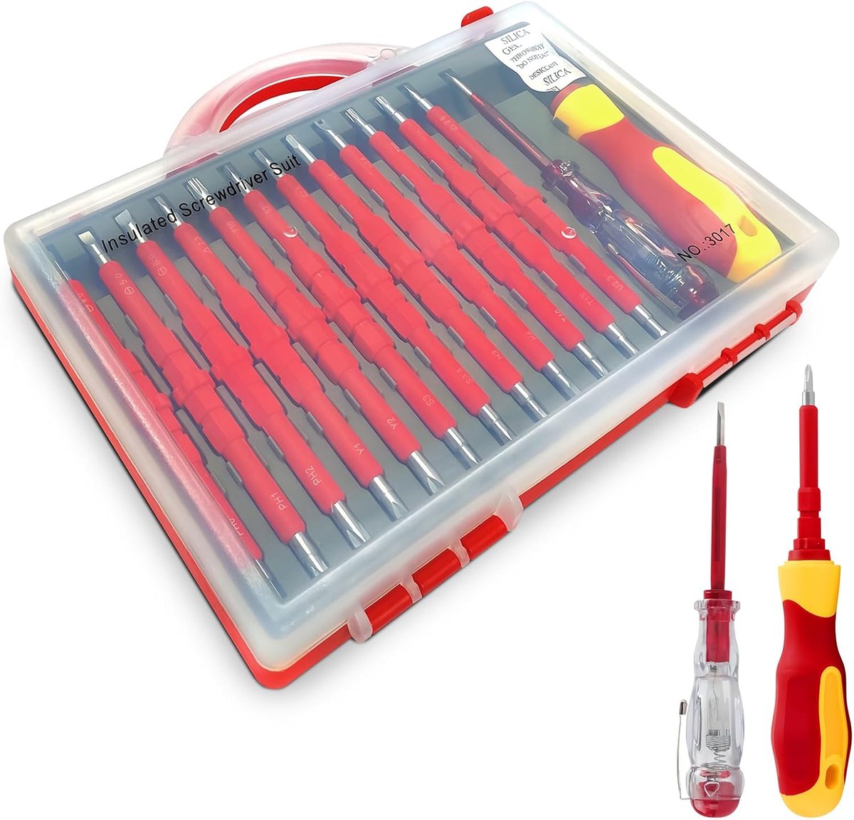 SnelShoppen - LEKEFETO 26-in-1 Geïsoleerde Schroevendraaierset - Elektricien Set met Magnetische Schroevendraaiers en Opbergdoos - Perfect voor Doe-He