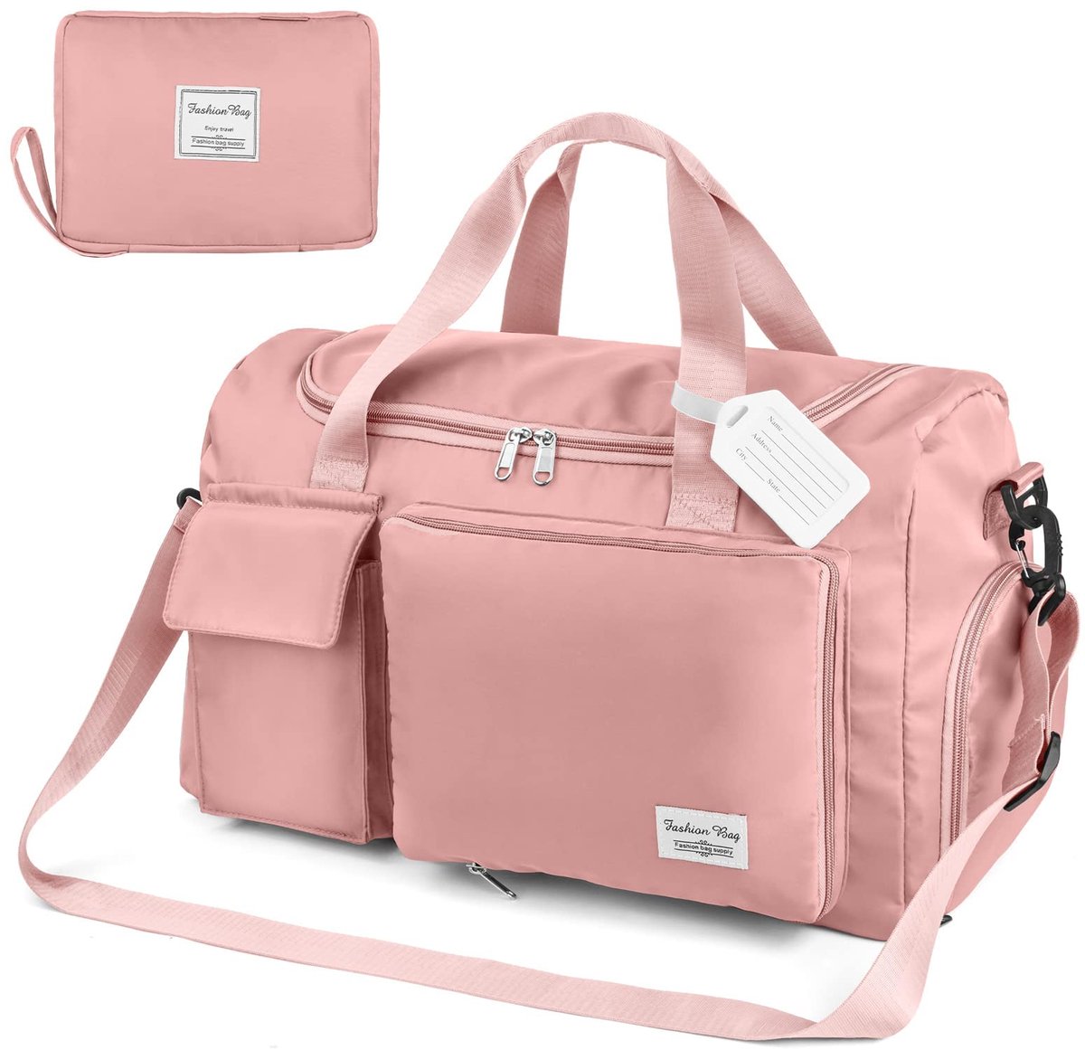 SnelShoppen - Flintronic Sporttas met Schoenenvak en Natte Spullen Vak, Waterdichte Reistas, Duffeltas voor Sport en Reizen, Roze, Voor Heren en Dames