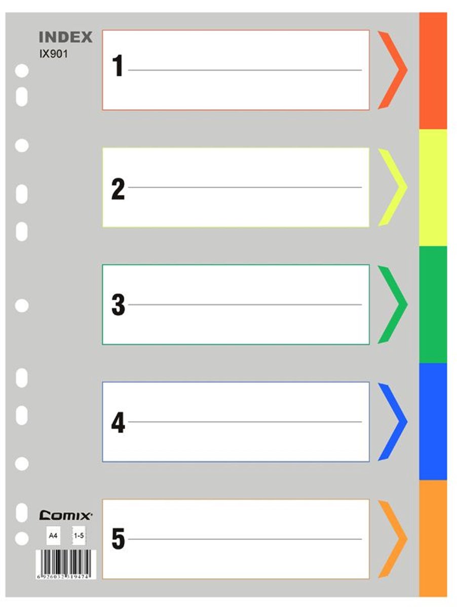 Classificatie-indexpapier A4, 5 st., IX901