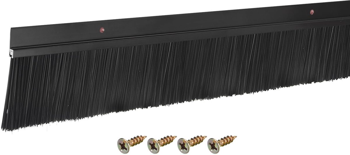 SnelShoppen - Deurborstel H-vorm 60 mm met Aluminiumlegering en PP-borstel - 120 cm Zwart voor Thuis en Industrie