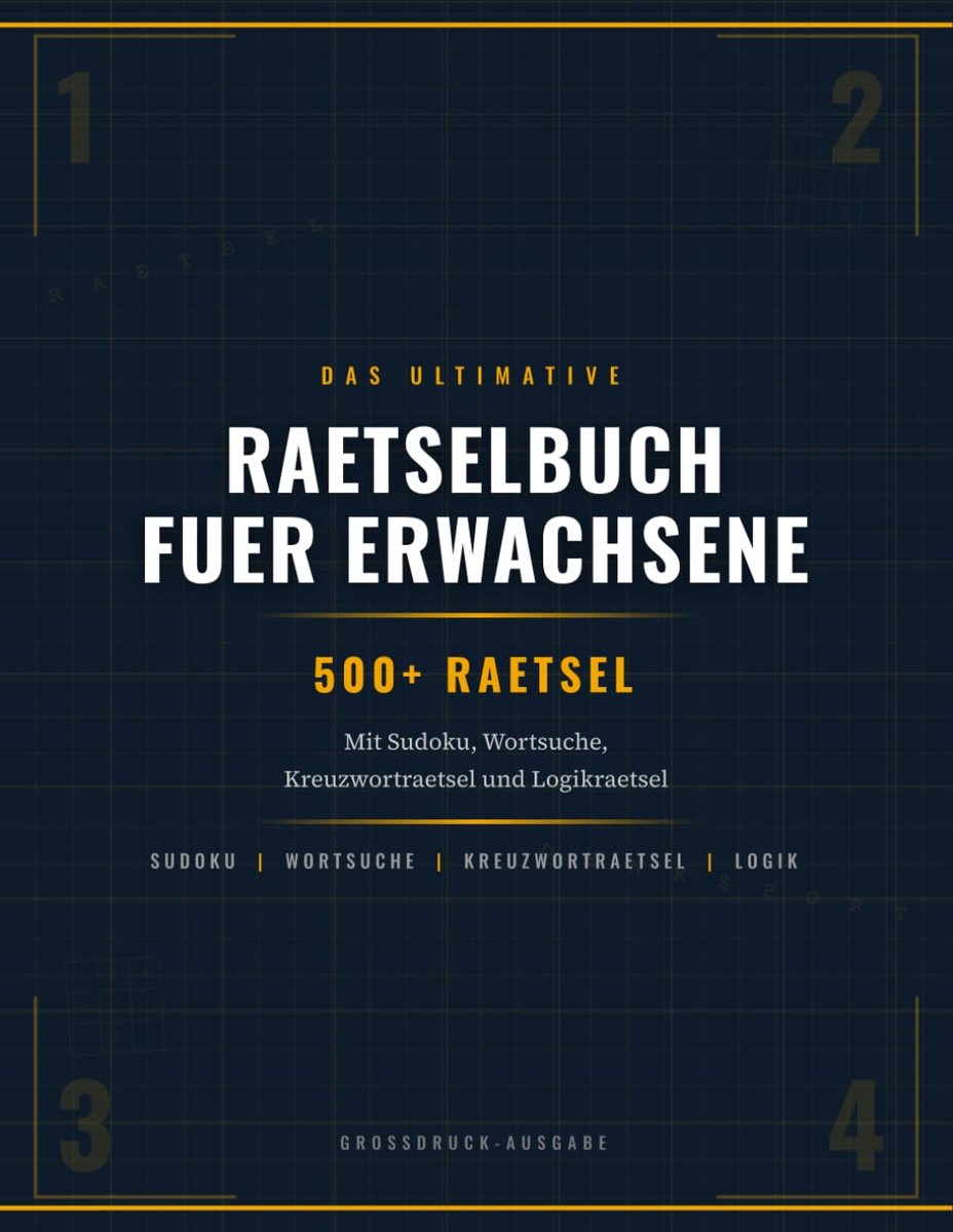 SnelShoppen - Das Ultimative Raetselbuch voor Volwassenen: 500+ Sudoku, Wortsuche, Kreuzwortraetsel & Logikraetsel in Grootdruk | 148 Pagina's | 8,5 x