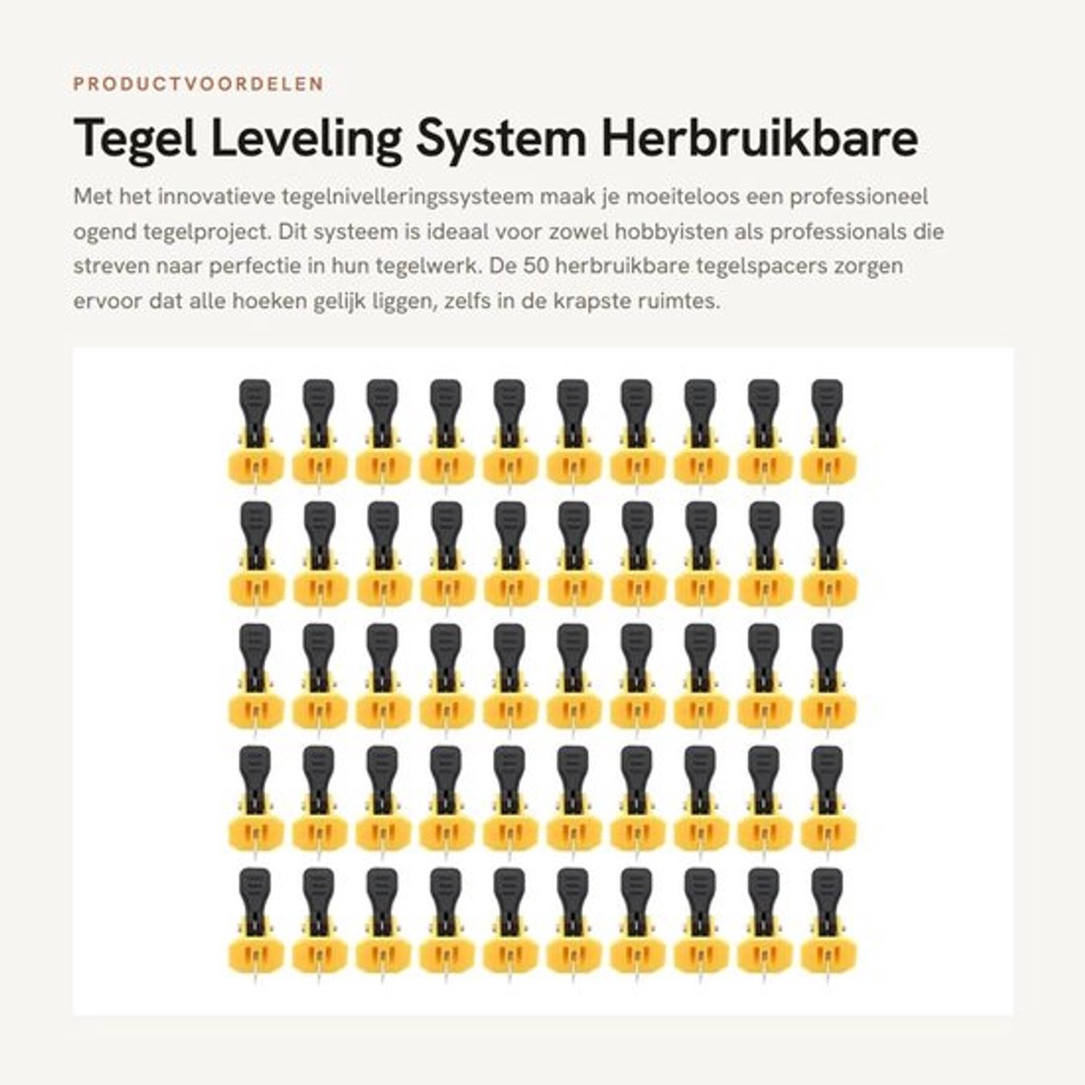Tegel Leveling Tools 50 Stuks - Herbruikbare Tegel Nivelleringssysteem - Vloertegel Spacers - PP Materiaal - 1,5mm Naadgrootte - Tegelspacers