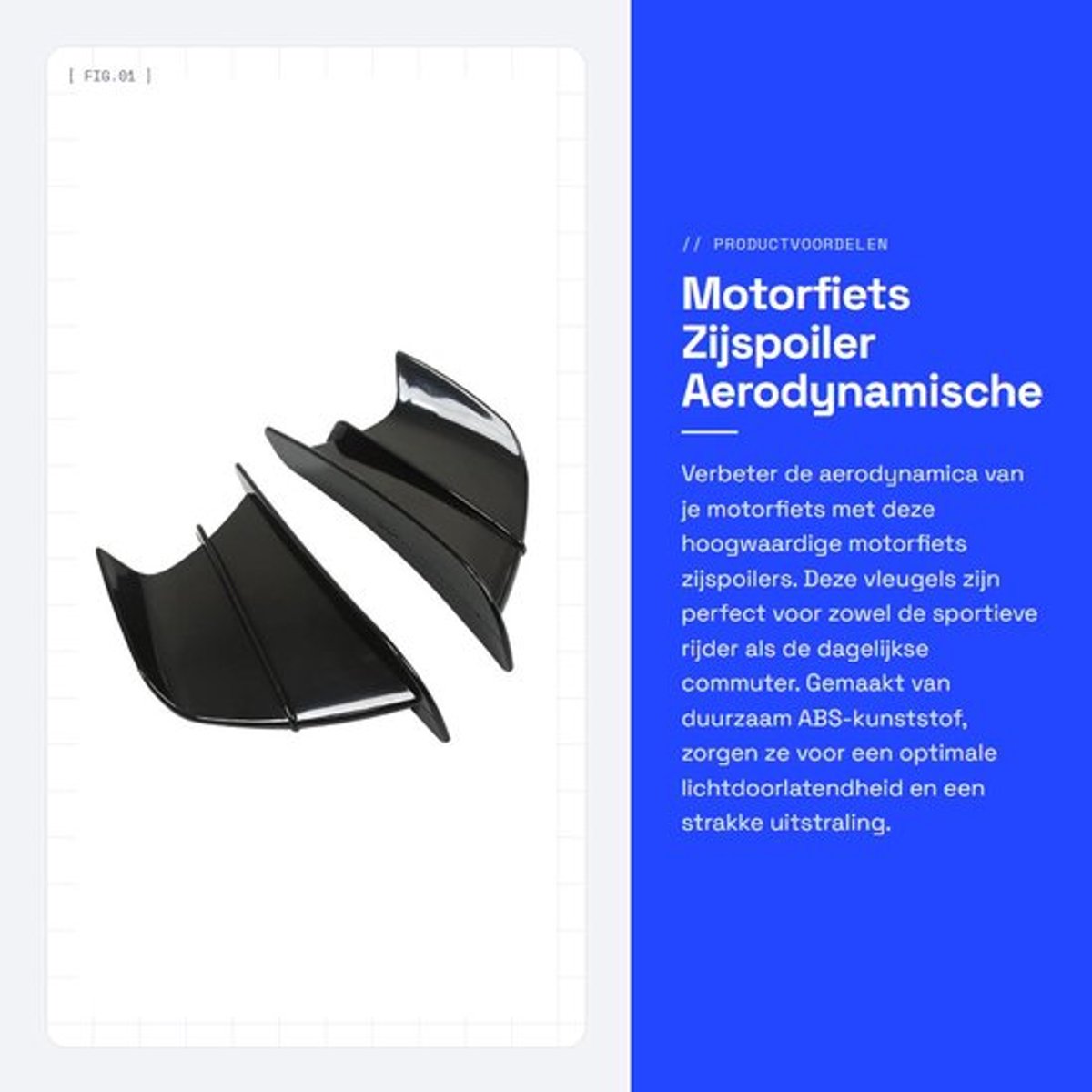 Zijspoiler Aerodynamische Winglets - Motorfiets Spoilers - Vervanging voor Z900/Z1000 - ABS-kunststof - Set van 2 - Glanzend zwart - Motorfiets Vleugels
