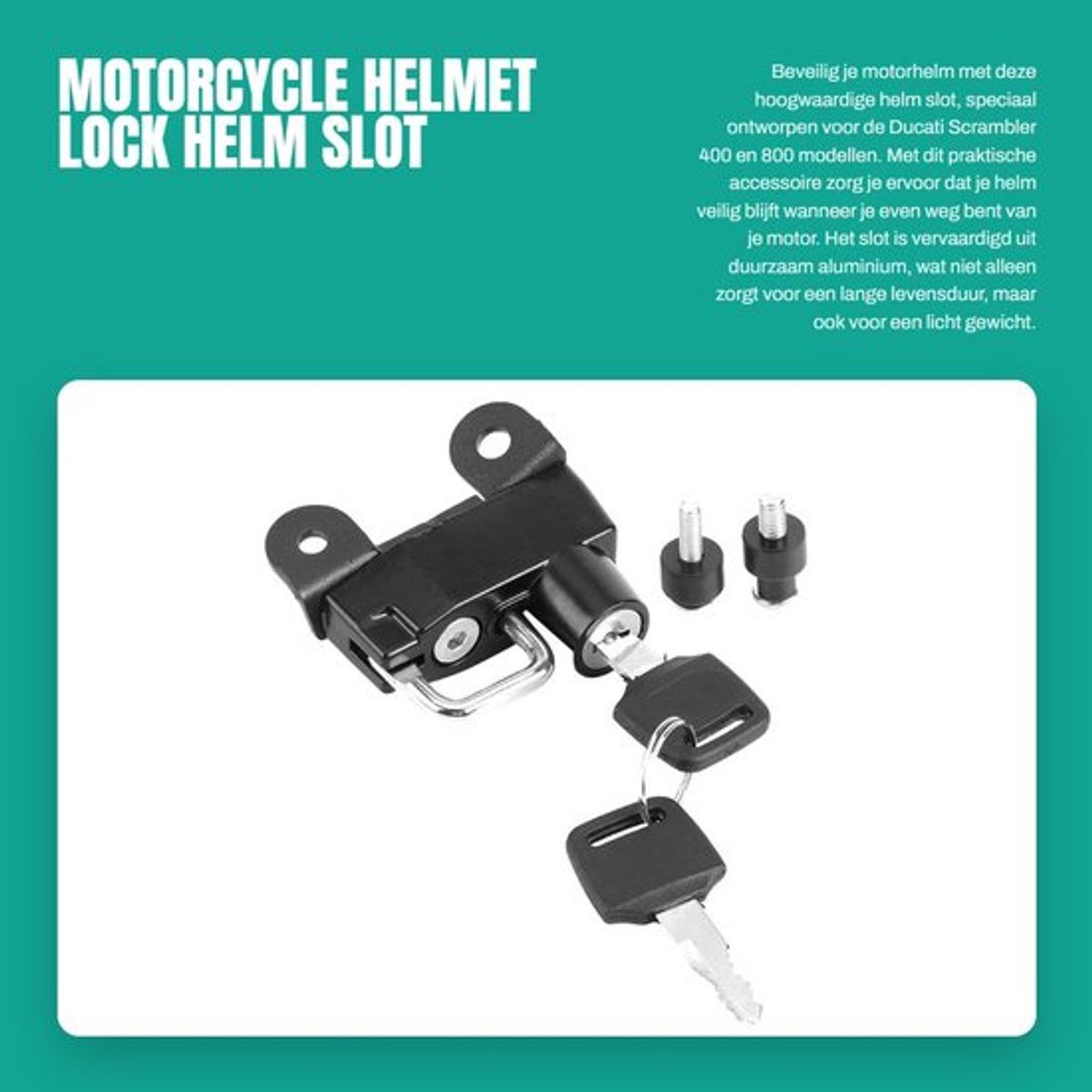Motorhelmslot Gloednieuw - Aluminiumlegering - Voor Scrambler 400/800 - 2 Sleutels - Lichtgewicht 145 g - Zwart - Helmslot