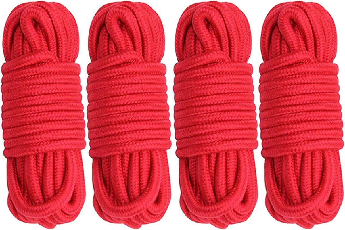 Katoenen Touw 8mm Dikte - Rood - 5m Lang - Ideaal voor Knopen en Creatief Gebruik - SnelShoppen
