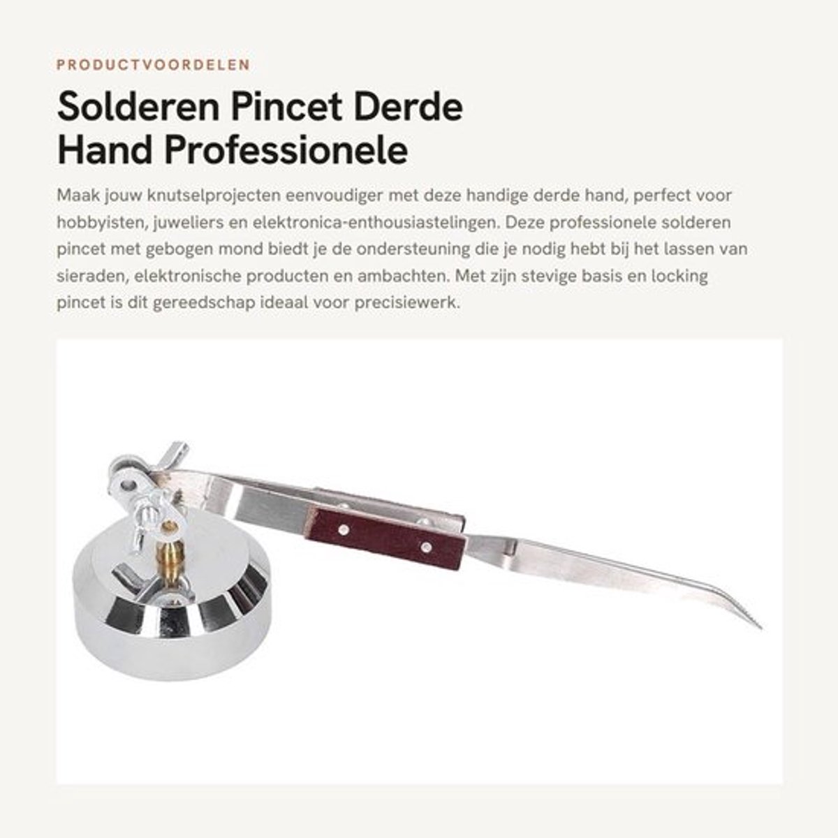 Solderen Pincet - Derde Hand - Professionele Gereedschappen - Wit - Hobby Gereedschap - Voor Sieraden en Elektronica - Gebogen Mond