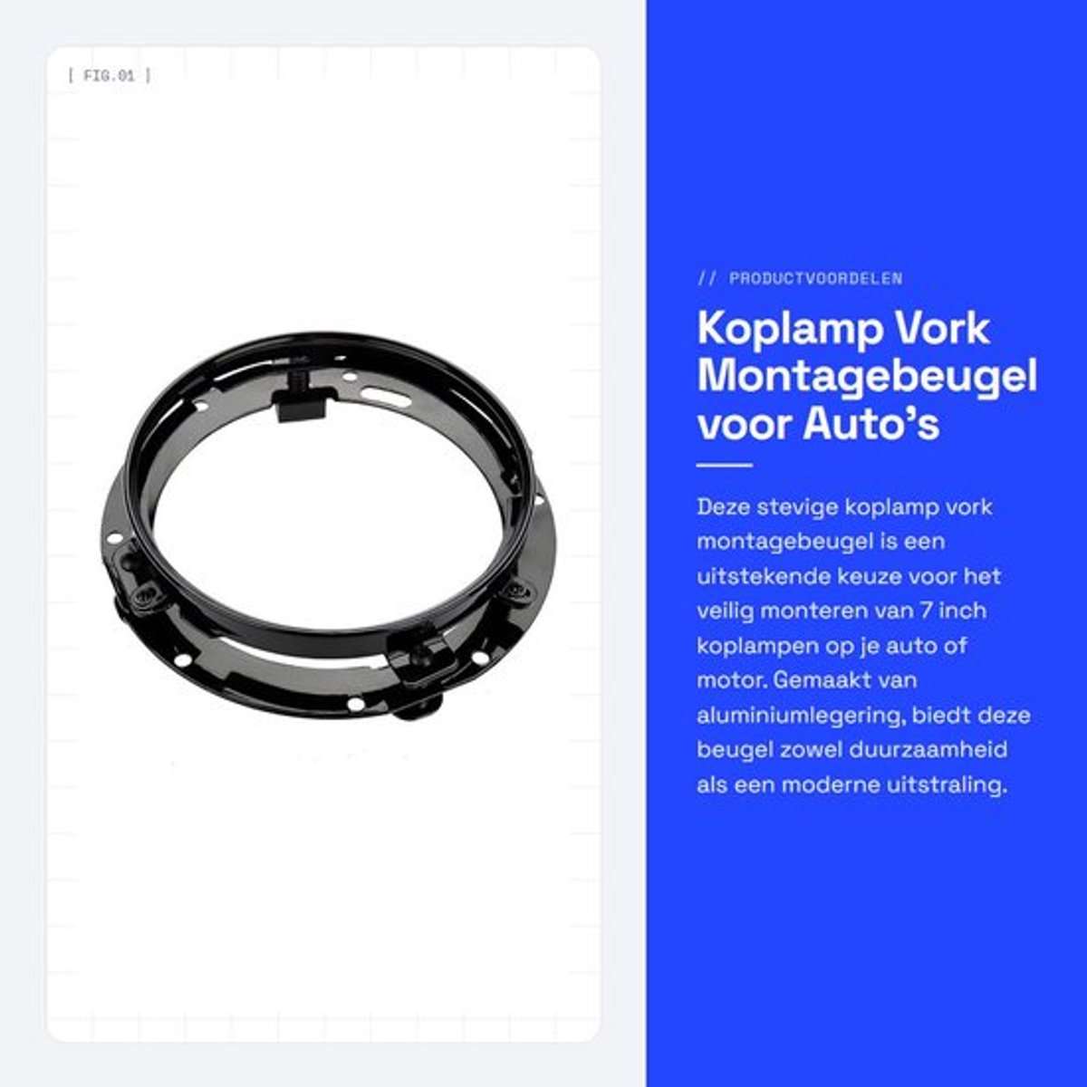 Montagebeugel Gemaakt van Aluminiumlegering - Koplampbeugel - Universele Beugel voor Motorfietsen - 7 Inch - Eenvoudig te Installeren - Zwart