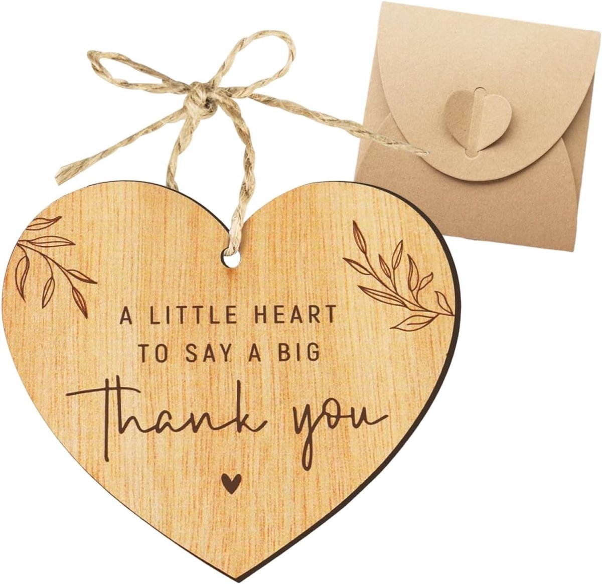 Uniek houten hart als verjaardagscadeau voor beste vriendin, vriendschapsgeschenk met kraftpapieren doos, liefdevol en persoonlijk cadeau