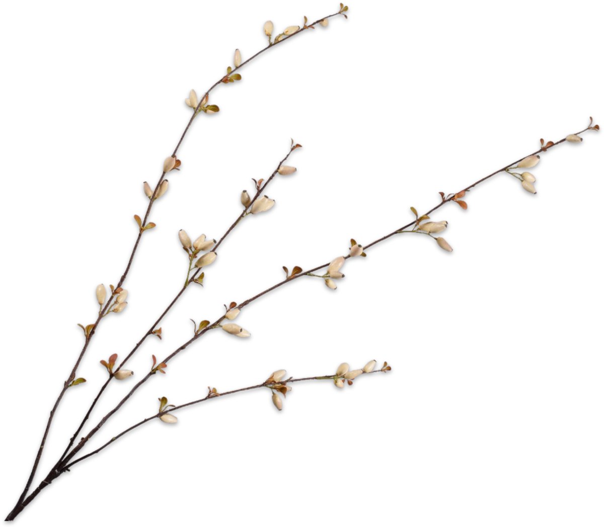 Silk-ka Kunstbloem-Zijden Bloem Rozenbottel Tak Crème 121 cm
