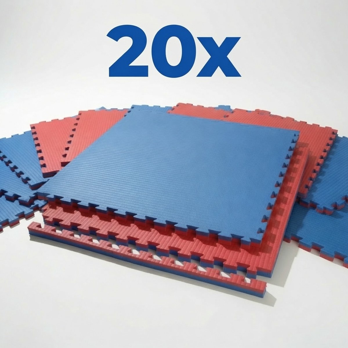 Toorx Tatami Puzzelmatten – Set van 20 – Vechtsportmat en Sportvloer – 20 m² – 100 x 100 x 2 cm – Rood/Blauw