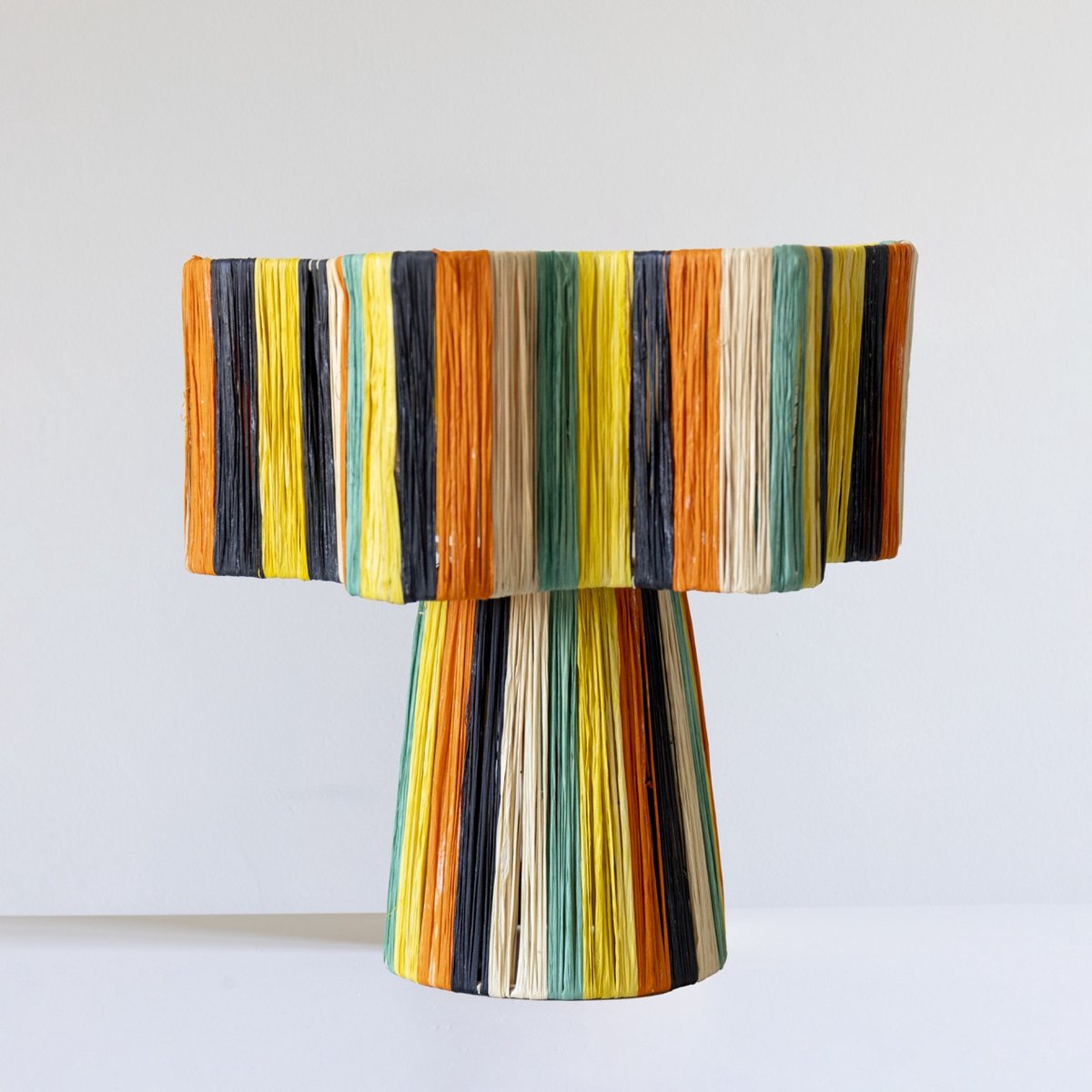 Tafellamp Gekleurd – Bloemvorm - Raffia & Touw - Handmade - Marrakech