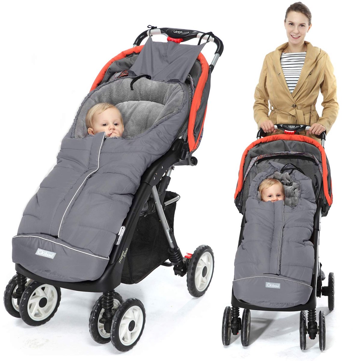 SnelShoppen - Universele Voetenzak Kinderwagen, Warme Wintervoetenzak voor Buggy en Wandelwagen, Waterdichte Dikke Thermofleece Voetenzak, Groot, Grij