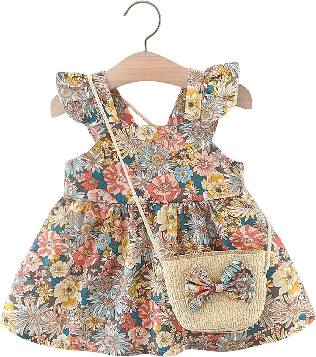 Currero Zomerjurk Meisjes Zomerjurken Kinderen Jurk Meisje Ibiza Stijl Sundress Kinderkleding 2-3 Jaar Geelbruin
