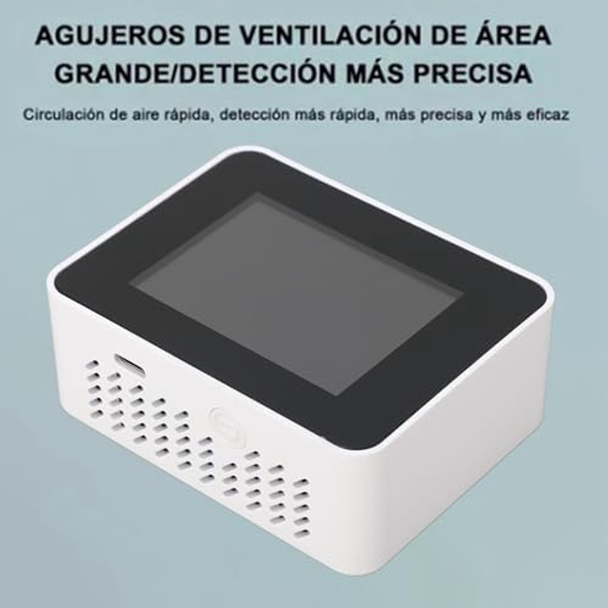 SnelShoppen - CO2 Detector HCHO TVOC Temperatuur- en Vochtigheidsmeter 5 in 1 Luchtkwaliteitsmeter Batterij-aangedreven Kooldioxide Monitor voor Huis,