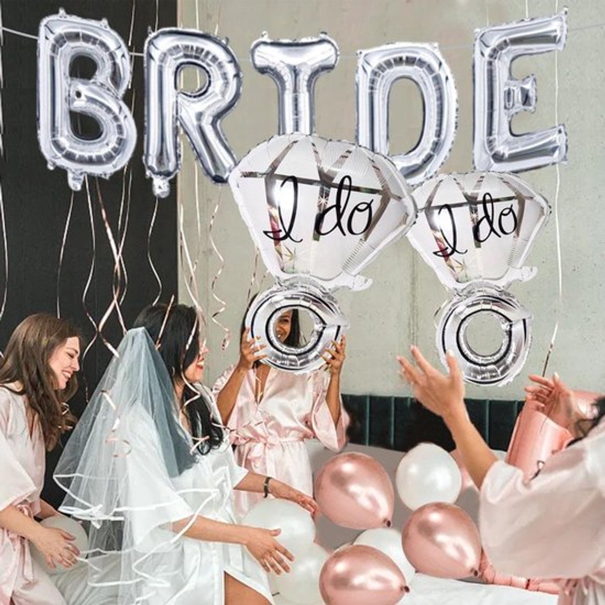 Letterballonnen 16 Inch - Bruidsballonnen - Verlovingsfeestdecoraties - Aluminiumfolie - Duurzaam - 2 Stuks Diamanten Ringen - Feestballonnen