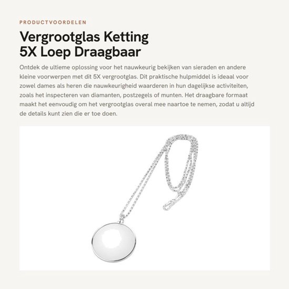 Vergrootglas 5X Draagbaar - Loep - Hulpmiddel voor Sieraden - Optisch Glas - Zinklegering - Duurzaam
