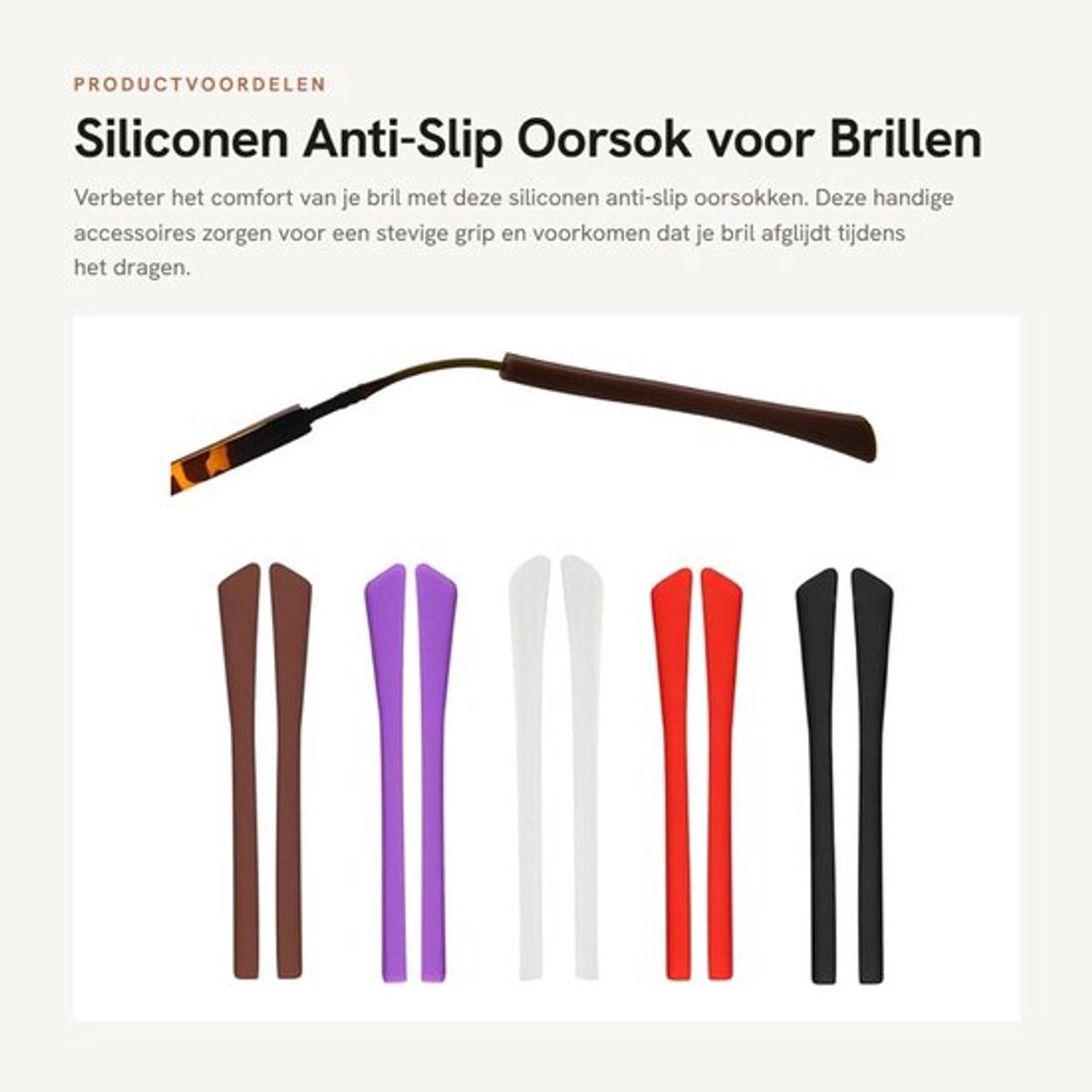 Oorsok Siliconen Antislip - Vervangende Tips - Zachte Buizen - Flexibel Materiaal - 5 Paar - 69x7 mm - Brilpunten