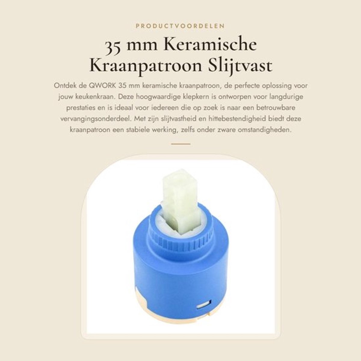 Keramische Kraanpatroon 35 mm - Slijtvast/Hittebestendig - Warm/Koud Schakelventiel - Geschikt voor Keukenkraan - Versterkte Behuizing - Eenvoudige Installatie - Kraanonderdeel