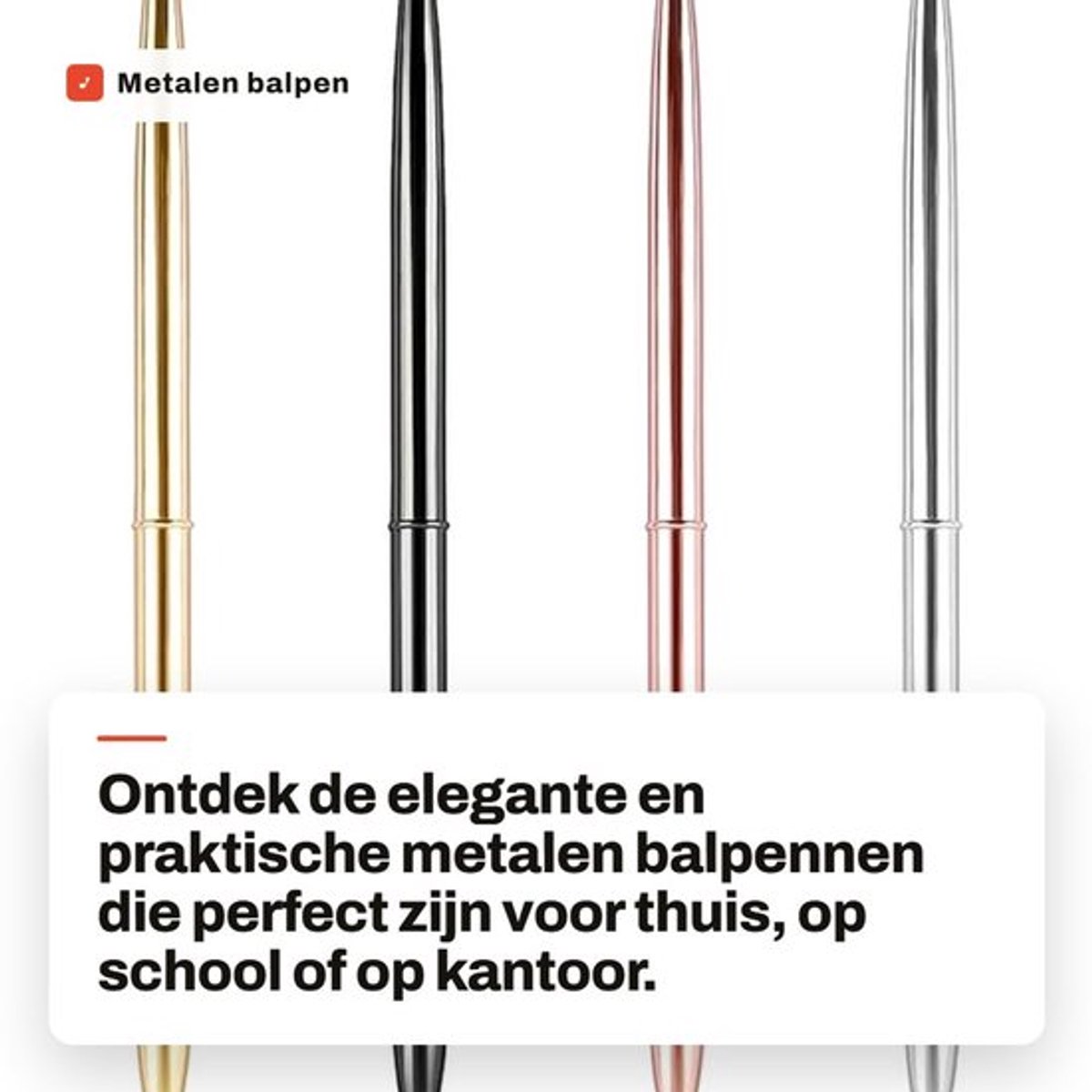 Balpen Slank Ontwerp - Intrekbare Balpennen - 4 Stuks - Lichtgewicht - Metalen - Hoogwaardige Afwerking - Pen