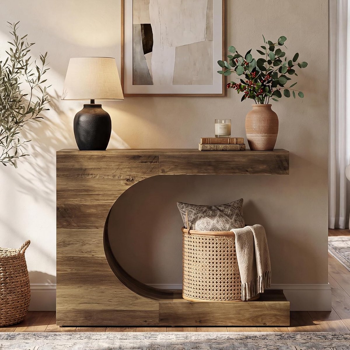 Tribesigns Consoletafel - Sidetable - Console - Haltafel - MDF - Industrieel - 100 x 30 x 80 cm - Bruin