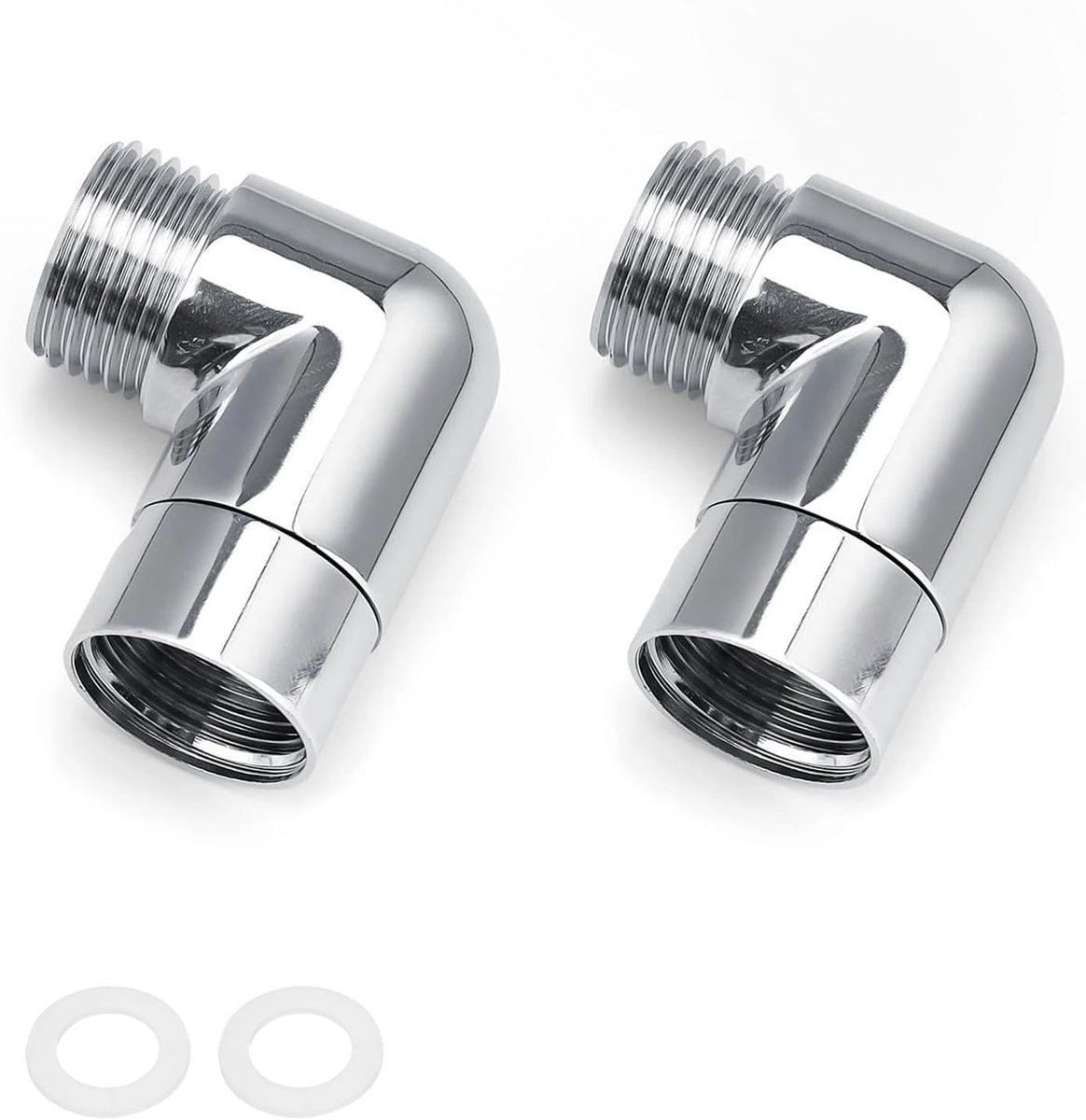 SnelShoppen - 2-delige Koper Douchekop en Handdouche Connector, 90° Adapter voor Handdouche, Corrosiebestendig, Stabiel en Duurzaam, Chroom Geplateerd