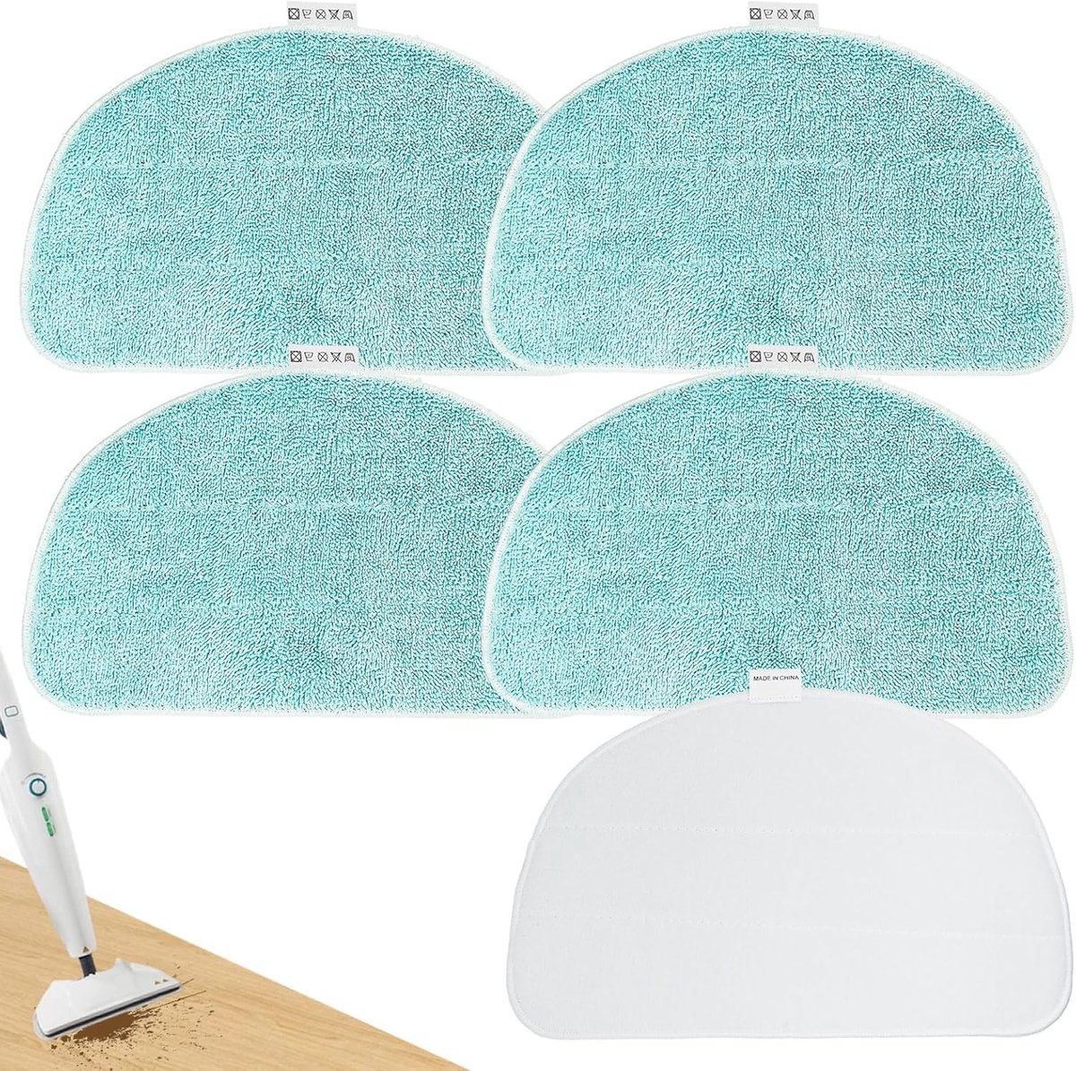 Set van 5 Vervangende Microvezel Pads voor Stoomreiniger, Geschikt voor Alle Vloeren, Wasbare Vervangcovers van 32 x 19,5 cm