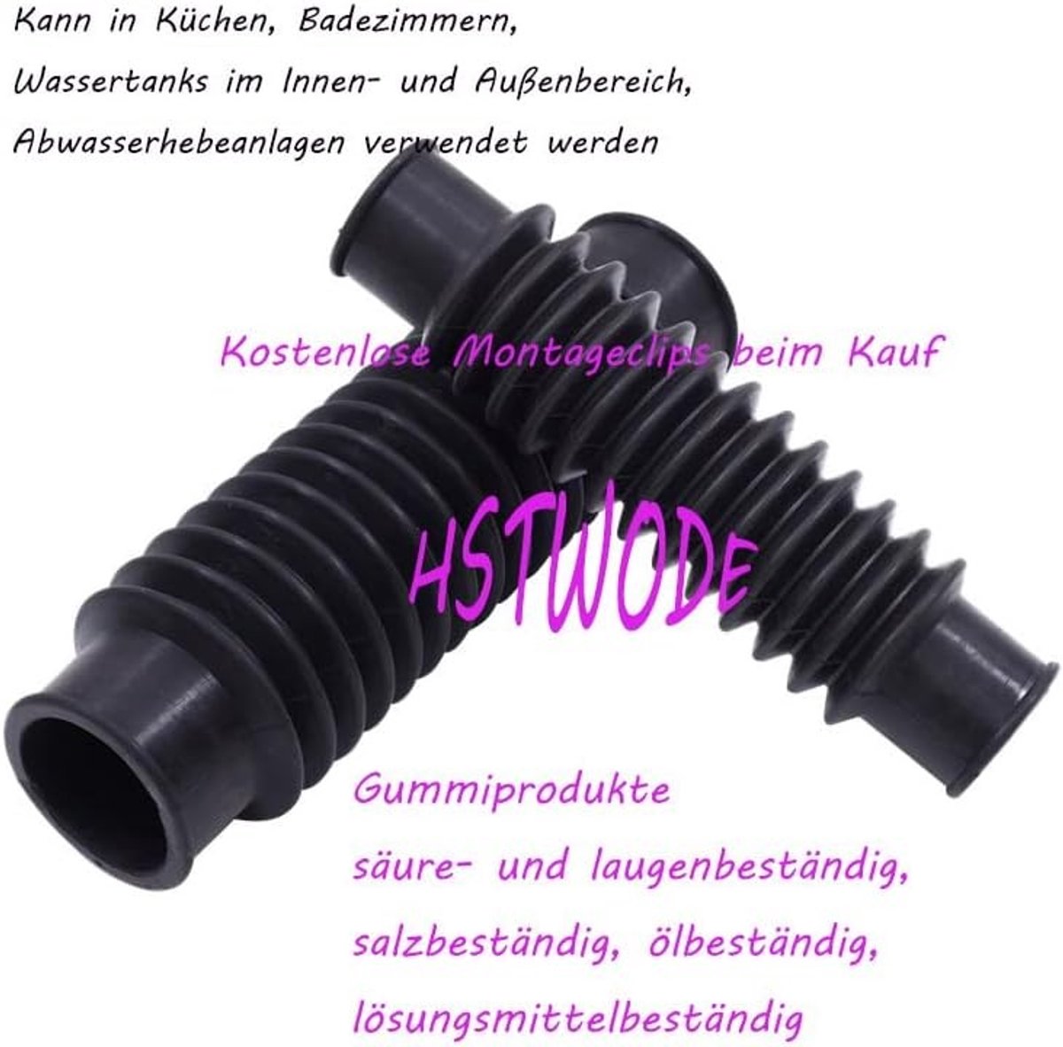 Verbindingsslang voor Keuken en Pompen, Duikpomp Slang, Vervangbare Golfrubber Slang, Flexibele Slang met 35 mm Binnen Diameter en 300 mm Lengte
