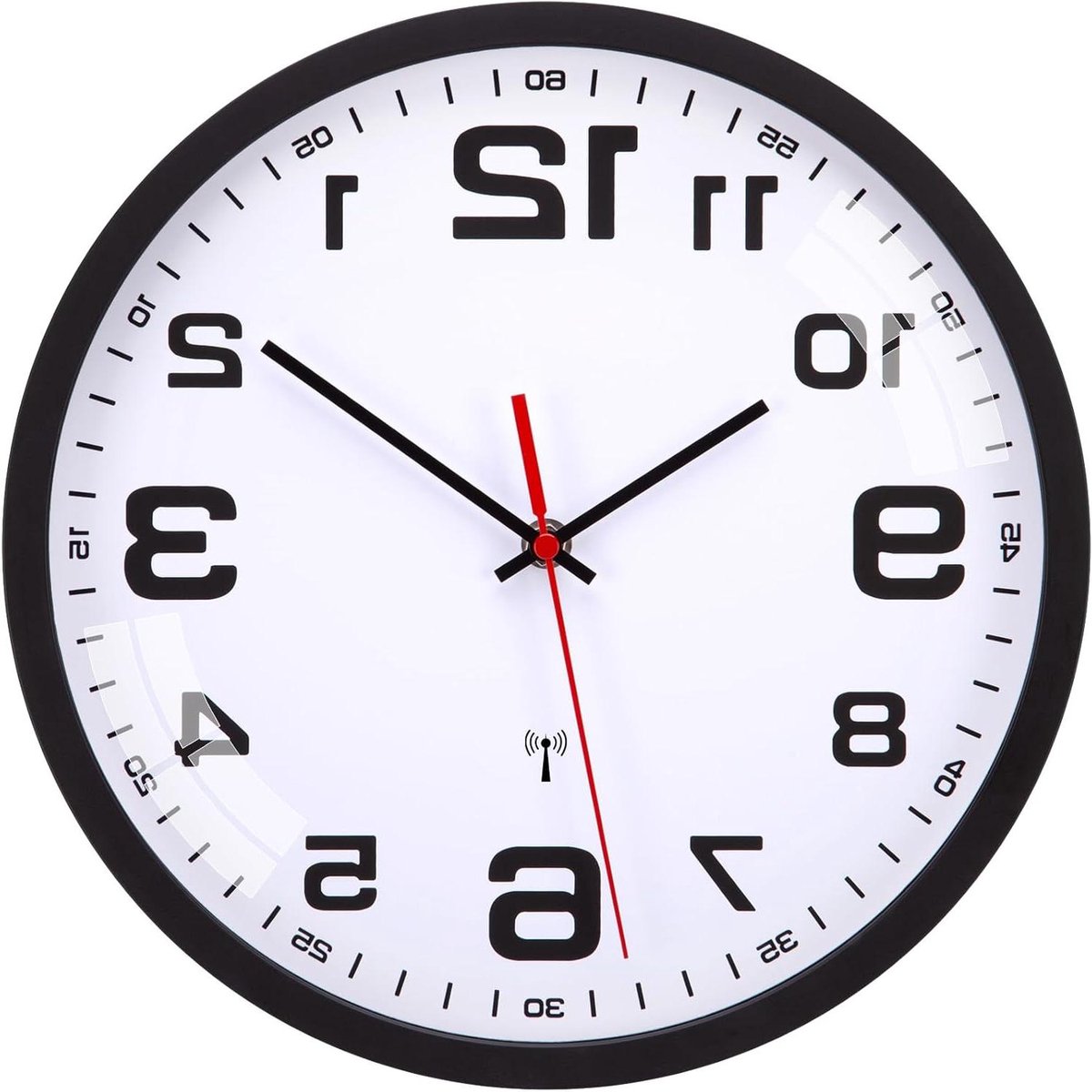 Wandklok - Radio gestuurd - Tijdweergave - Stil en nauwkeurig - 30 cm - Zwart