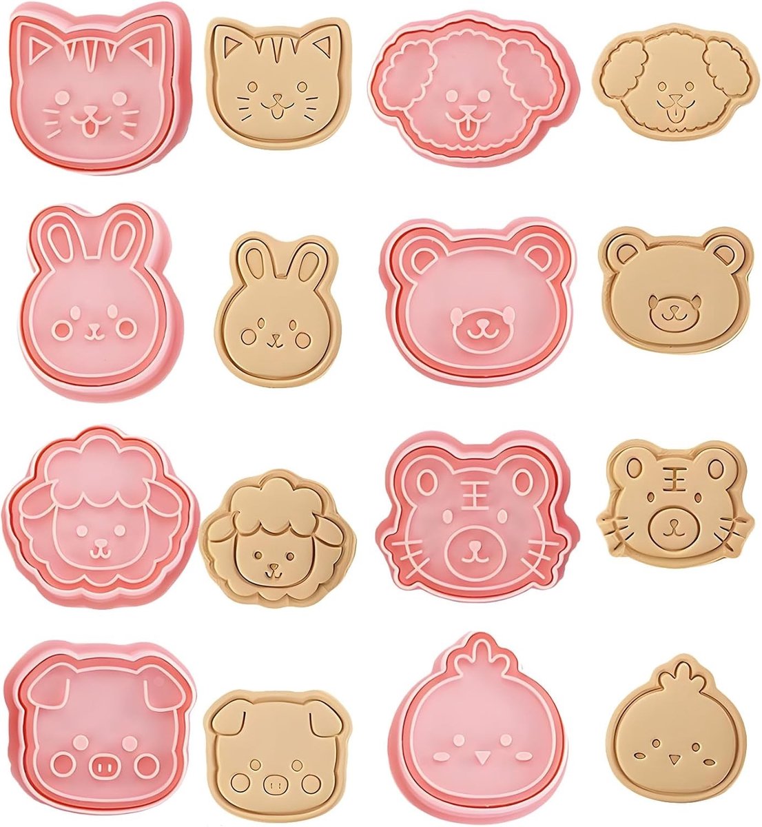 Set van 8 Dierlijke Koekjesuitsteekvormpjes voor Kinderen - Perfect voor Bakken, Creatieve Knutselprojecten en Feestjes